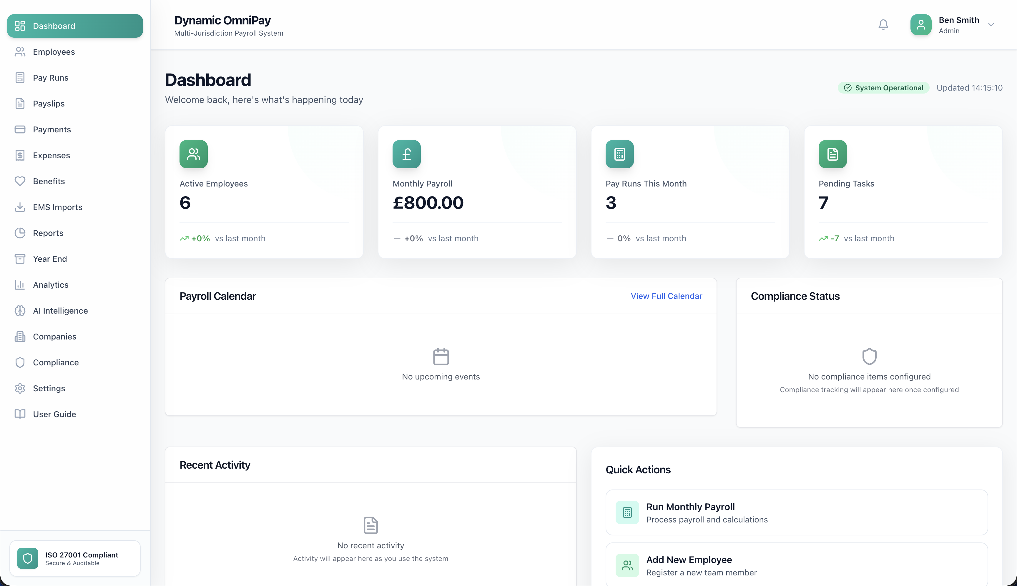 Concept mockup of the planned Dynamic OmniPay dashboard interface